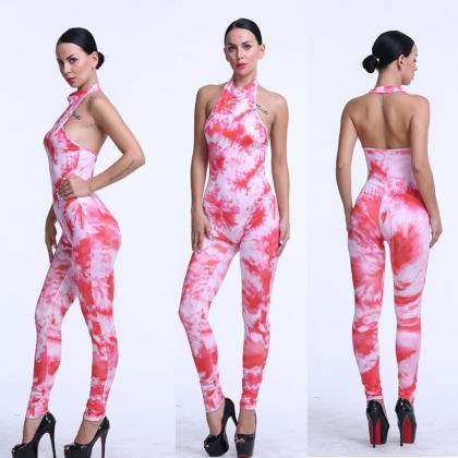 Sexy Summer Halter Backless Sexy Cutout Tight Breathable Jumpsuit Women