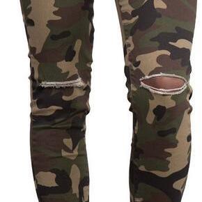 Camouflage Low Waist Split Knee Pencil Pants