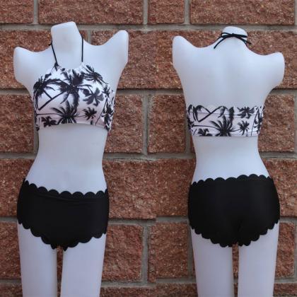 Sexy Halter Draw String Shell Bikini Set