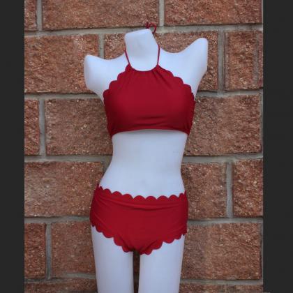 Sexy Halter Draw String Shell Bikini Set