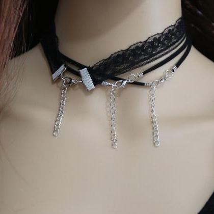 Lace Multi-layer Leather Cord Necklace