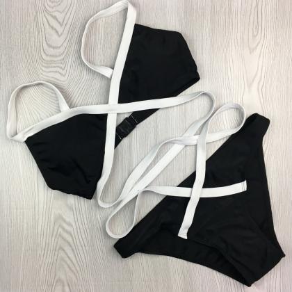 Black And White Stitching Sexy Two-piece Bikinis