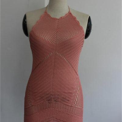 2017 Sexy Pure Color Crochet Knitting Dresses