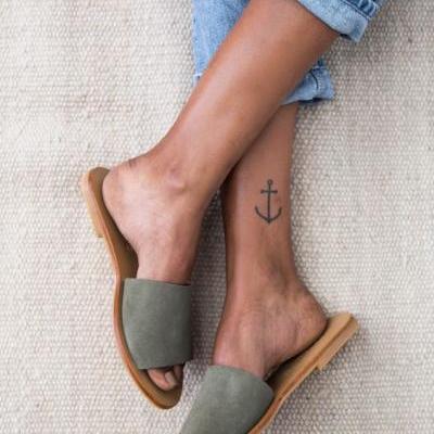 Pure Color Open Toe Women Flat Home Slipper Sandals