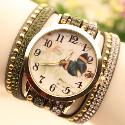 Colorful Butterfly Rivet Strap Watch