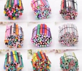50pcs 3d Nail Art Fimo Canes Stick Rods Polymer Clay Stickers Tips