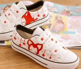 Sweet Velcro Hand-painted Canvas Sneakers on Luulla