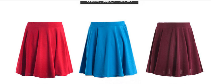 2017 Tall Waist Pleated Pure Color Skirts on Luulla
