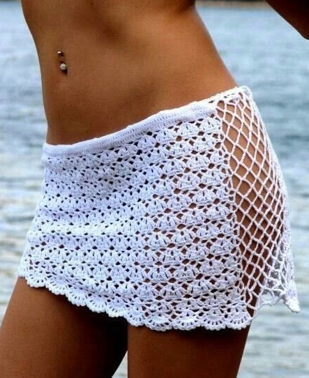 Sexy Fishnet Hollow Out Beach Mini Skirts