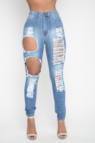 Kids Baby Girls Ripped Holes Denim Pants Jeans Set Clothes Long Fashion  Cool Trousers - Walmart.com