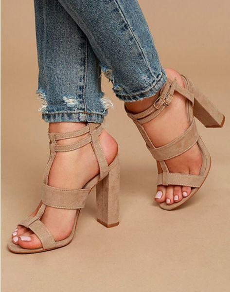 Open Toe Straps Ankle Wraps Hasp Chunky Heels Sandals（sh20170804006）