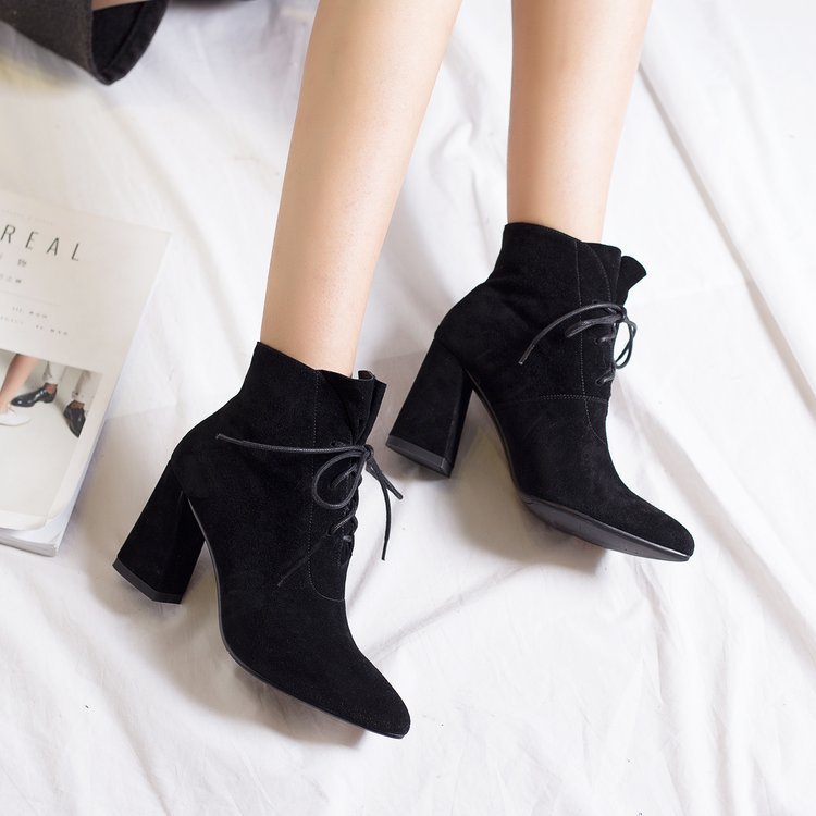Faux suede lace up booties cheap