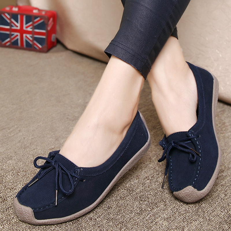 Suede Pure Color Round Toe Lace-up Flats