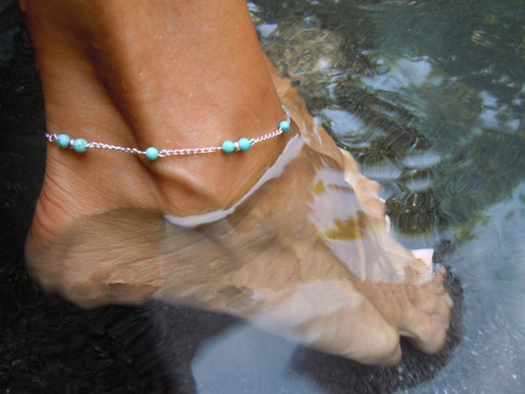 Turquoise Bead Chains Anklets
