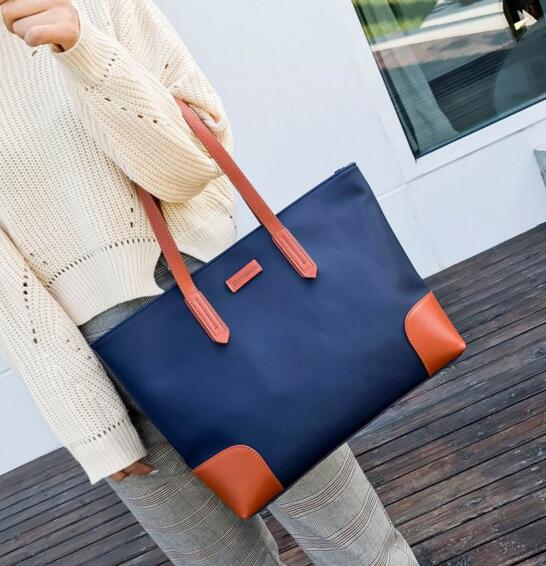 Colour Block Polyester Tote Bag