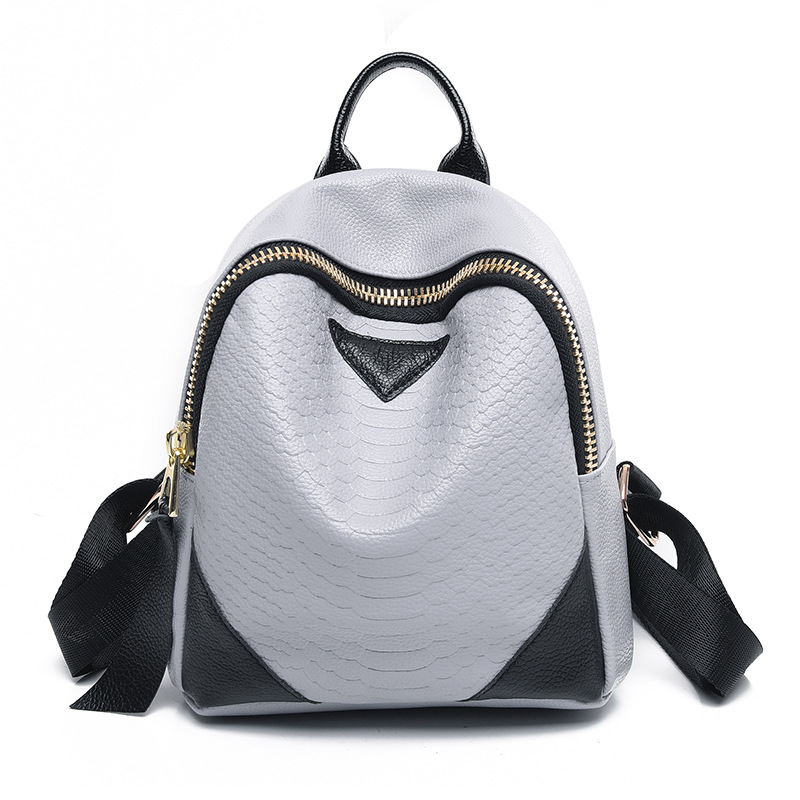 Fashion Croco-embossed Zipper Backpack