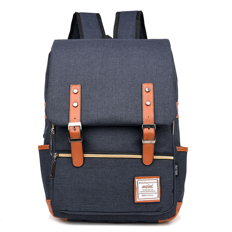 Casual Belt-decorated Design Canvas Backpack