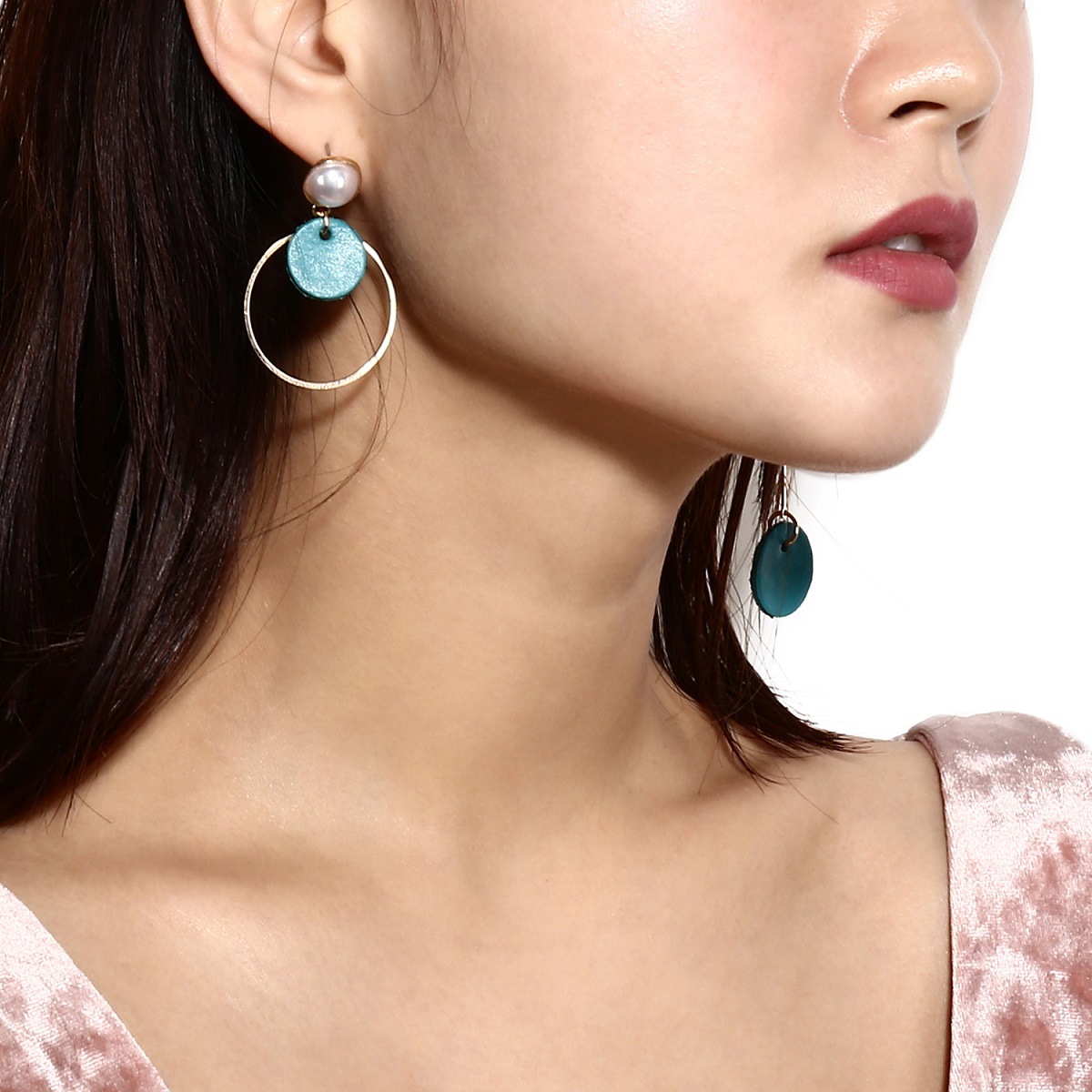 Fashion Candy Color Leather Multielement Pearl Earrings