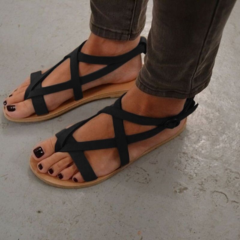 Rome Slip on Straps Flat Casual Sandals on Luulla