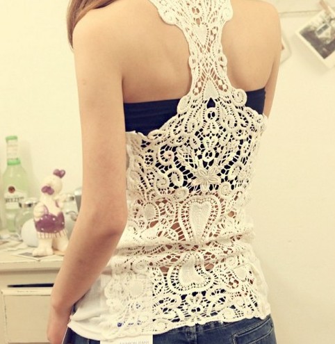Sexy Hollowed-out Women Lace Flower Tank Top Sexy Cami Sleeveless Casual Cotton T-Shirt