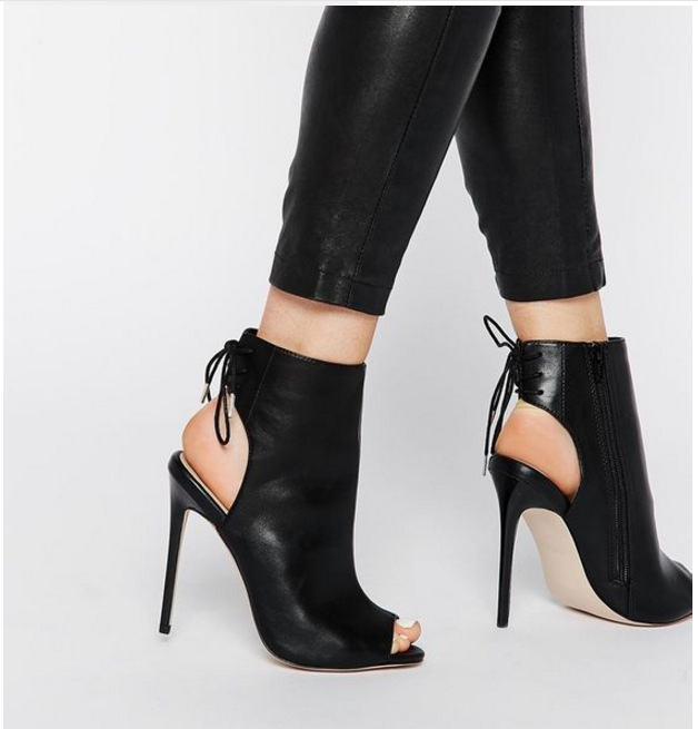 Zipper Cut Out Pu Stiletto High Heels Peep toe Ankle Boot Sandals on Luulla