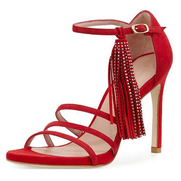 red tassel sandals