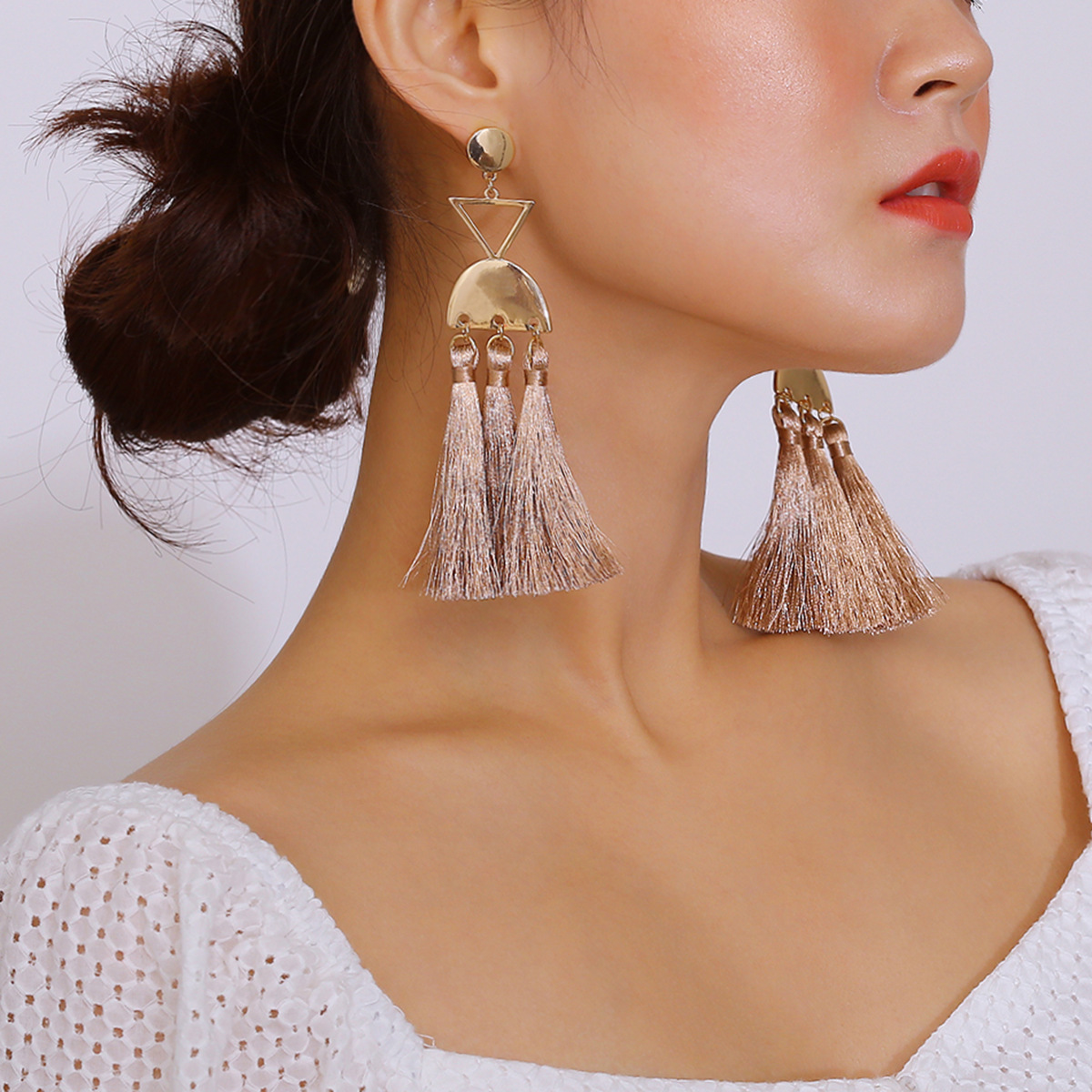 Exaggerated Personality Long Hand-made Tassel Earrings