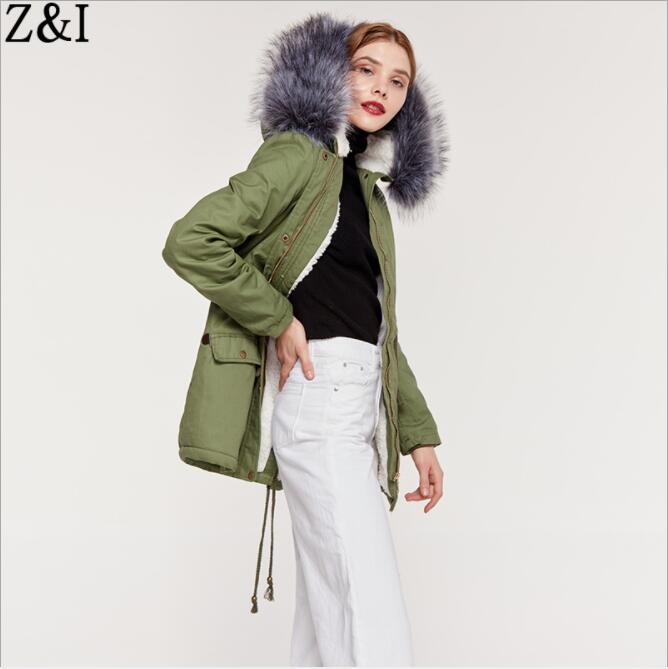 Faux Fur Collar Pockets Drawstring Women Parka Jacket Oversized Coat