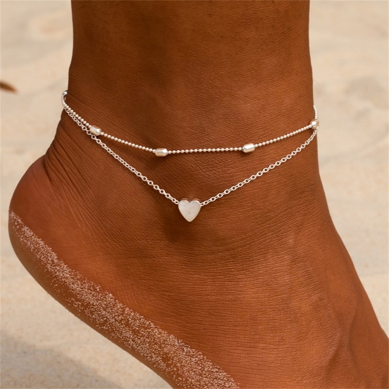 Women's Anklet Bohemian Layered Heart Anklet