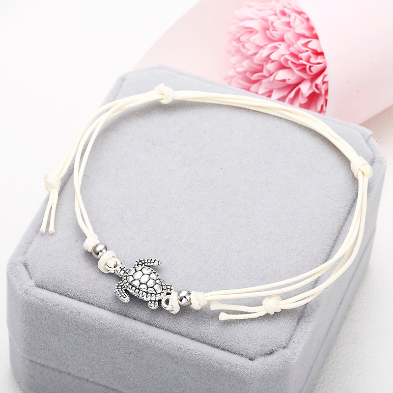 Summer Beach Turtle Shaped Charm Rope String Anklets For Women Ankle Bracelet-1