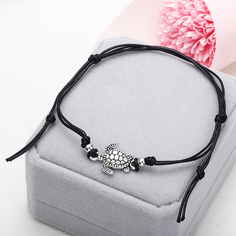 Summer Beach Turtle Shaped Charm Rope String Anklets For Women Ankle Bracelet-2