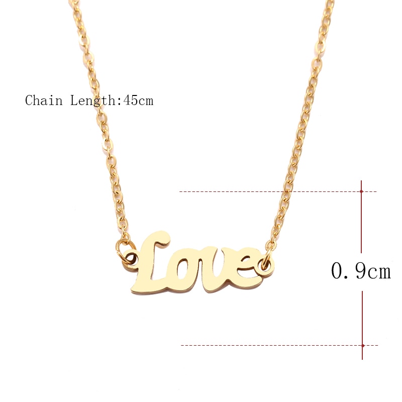Steel Necklace For Women Man Love Word Sharp Gold And Silver Color Pendant Necklace Engagement Jewelry-4
