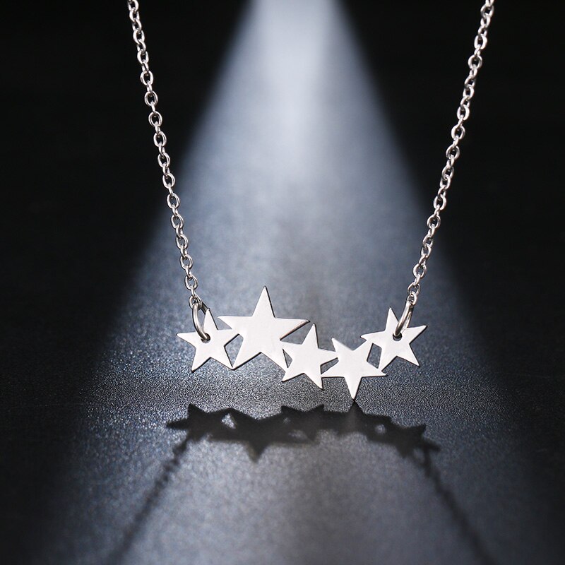 Stainless Steel Necklace For Women Lover's Gold/rose Gold Color Pentacle Pentagram Pendant Necklace Engagement Jewelry-8