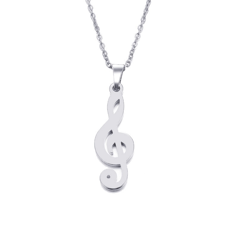 Stainless Steel Necklace For Women Man Lover's Music Gold And Silver Color Pendant Necklace Engagement Jewelry-10