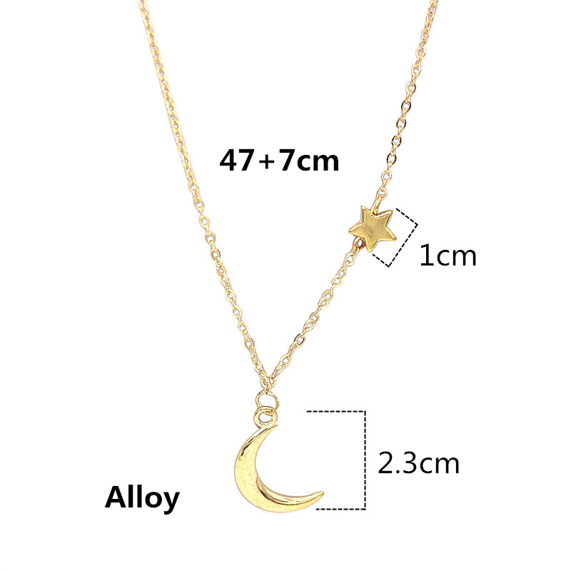 Simple Star & Moon Pendant Necklace For Women Bijoux Maxi Statement Necklaces