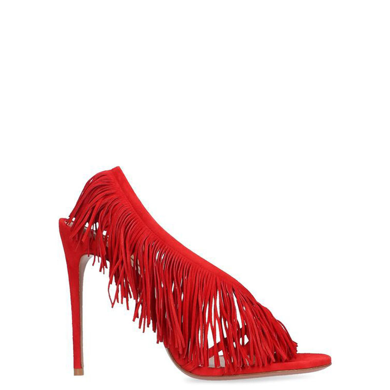 Red discount fringe sandals