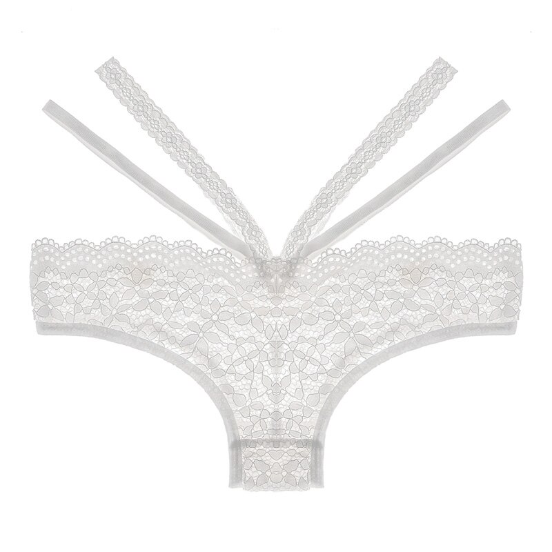 Women Sexy Lingerie G String Lace Underwear Bandage Hollow Out Panties Female Low-waist Transparent