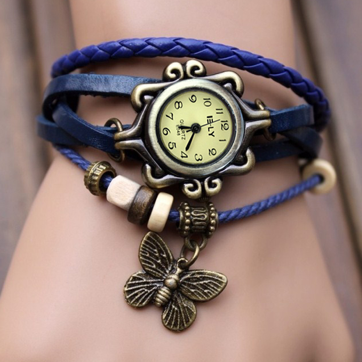 Butterfly Wrap Leather Bracelet Wrist Watch