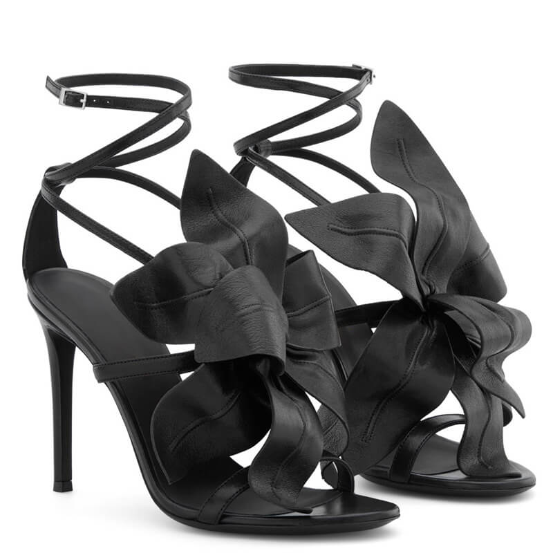 Black Summer Pu Flower Open Toe High Heel Sandals on Luulla