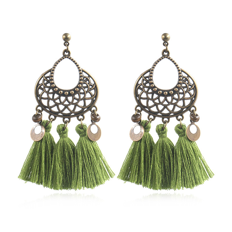Creative Exaggeration Hollow Out U-shaped Woven Long Earrings-7