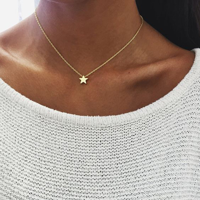 Fashion Thickened Star Pendant Collarbone Sweater Necklace-1
