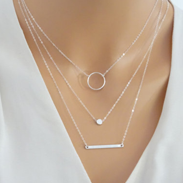 Fashionable And Versatile Aperture Metal Bar Necklace-1
