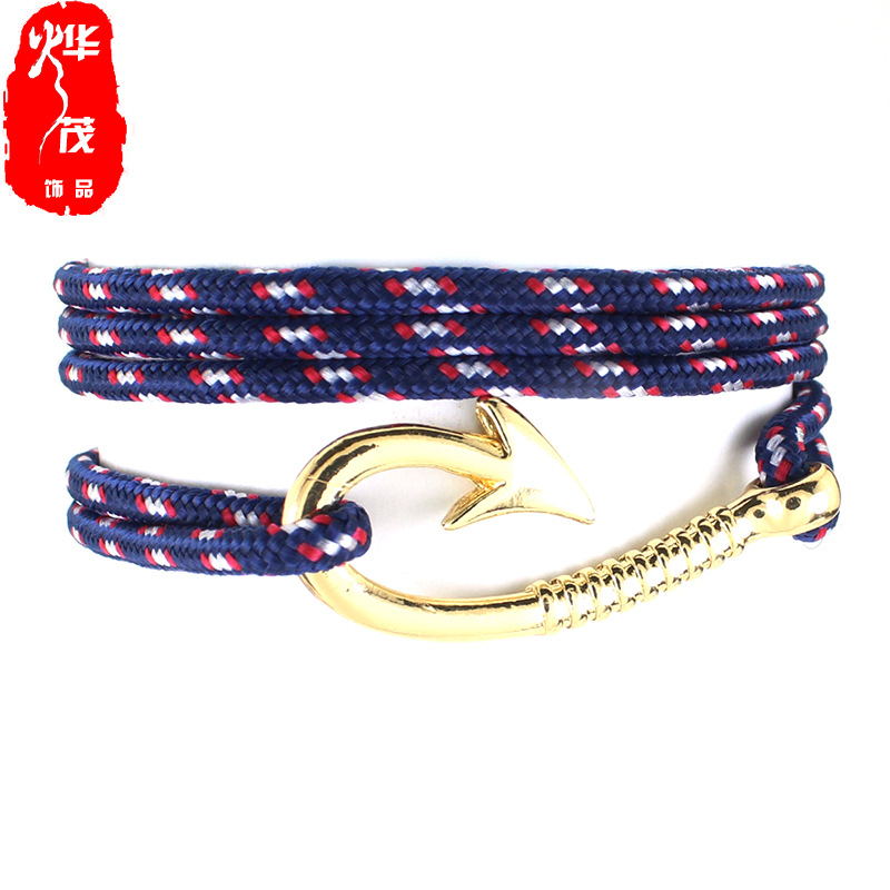 Fashion Leisure Navigation Navy Style Pirate Hook Knitting Bracelet-1