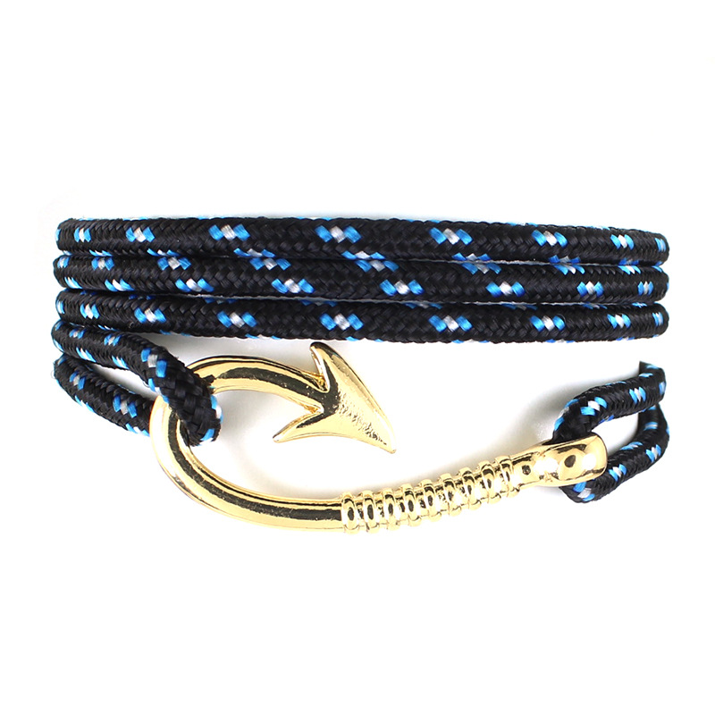 Fashion Leisure Navigation Navy Style Pirate Hook Knitting Bracelet-5