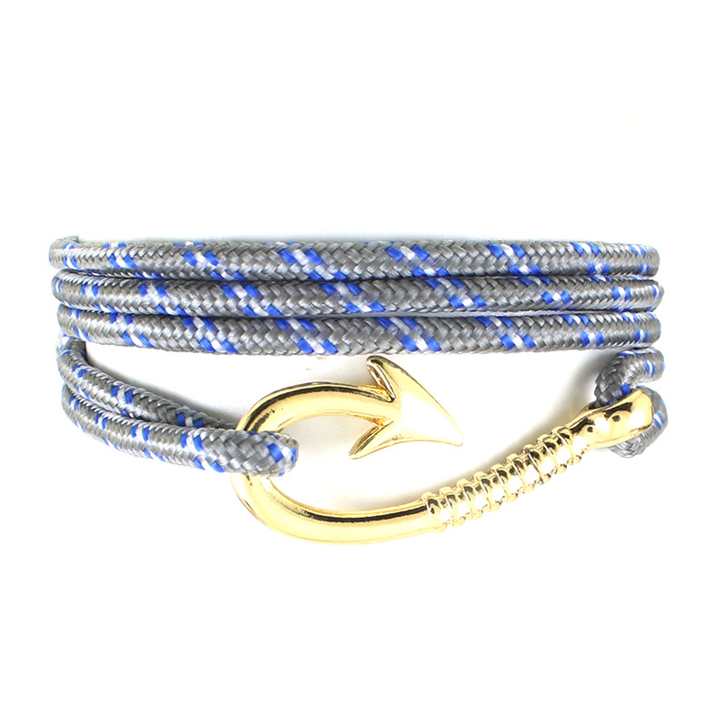 Fashion Leisure Navigation Navy Style Pirate Hook Knitting Bracelet-6