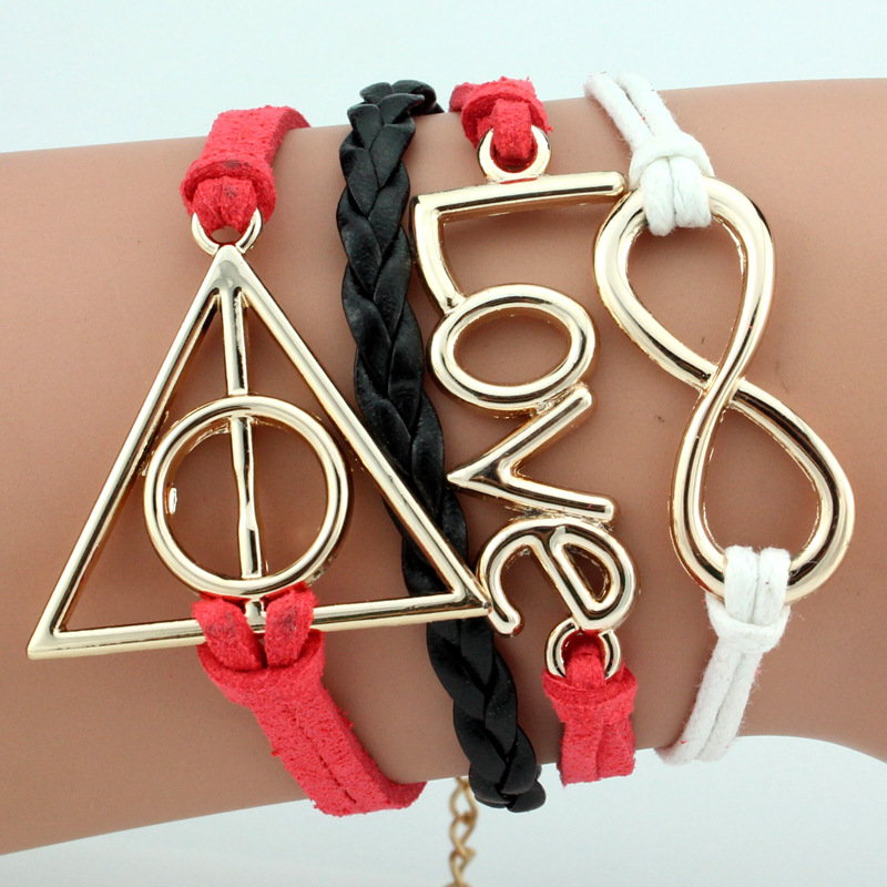 Triangle 8-shaped Love Knitting Multi-layer Bracelet And Rope