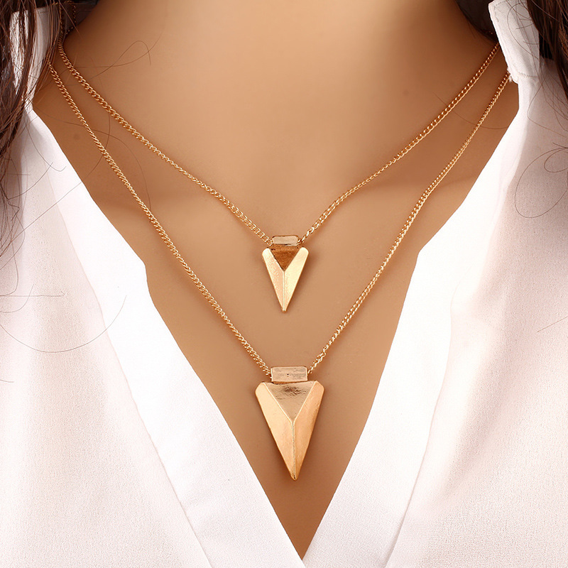 Multi Layer Women's Necklace Solid Geometry Arrow Alloy Pendant Necklace