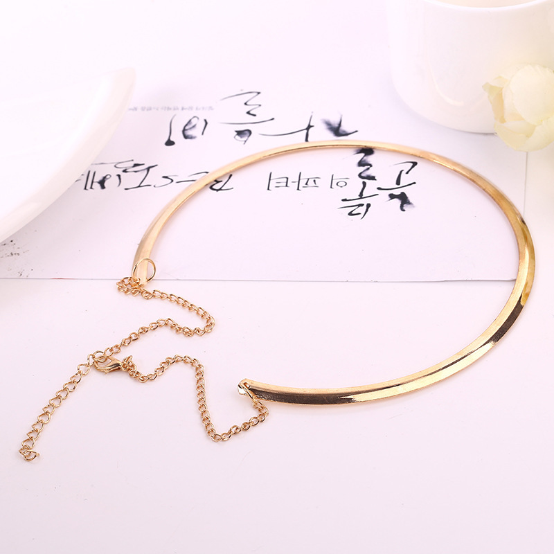 Metal Thin Collar Smooth Necklace Show Fine Collar Short Clavicle Chain Sweater Chain-golden