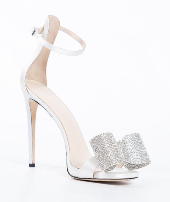 Solid Color Diamond Fashion Sexy High Heel Sandals-white
