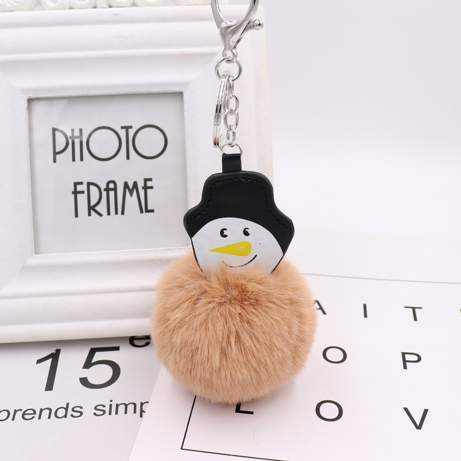 Christmas Snowman Hairball Key Ring Pu Leather Plush Bag Schoolbag Pendant Creative Birthday Gift-4